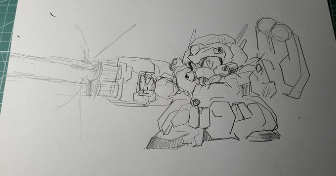 ヴァーチェのGNキャノンをヘビーアームズみたいなダブルビームガトリングにしたやつはどーだろうみたいな落書き 