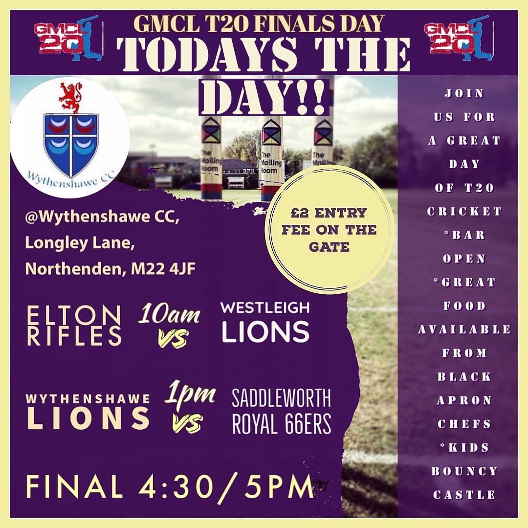 wythycc_sports's tweet photo. 🏏Today’s the Day🏏
@GtrMcrCricket Championship T20 Finals Day here at Longley Lane, Northenden ~ looking forward to an exciting day of T20 Blast Cricket 💥🏏🏆 https://t.co/8SgEq0ldrj
