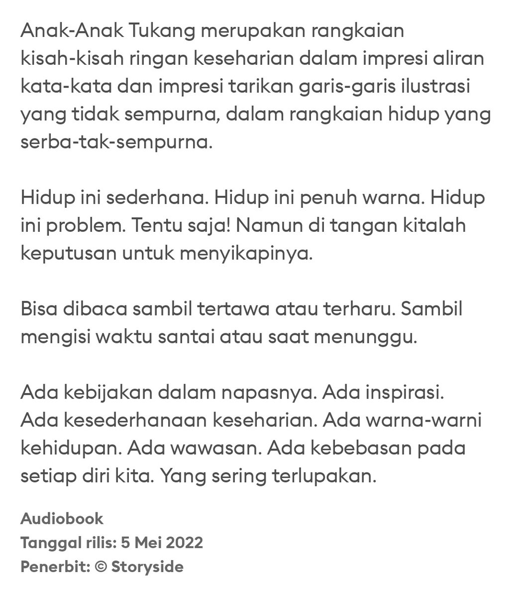 akumakanbuku's tweet photo. Salah satu kumcer manis yang aku dengar/baca tahun ini.

Setelah menuntaskan ini aku jadi ingat salah satu karya Alm. Arswendo Atmowiloto yang berjudul Keluarga Cemara. https://t.co/HT7OeESkiC