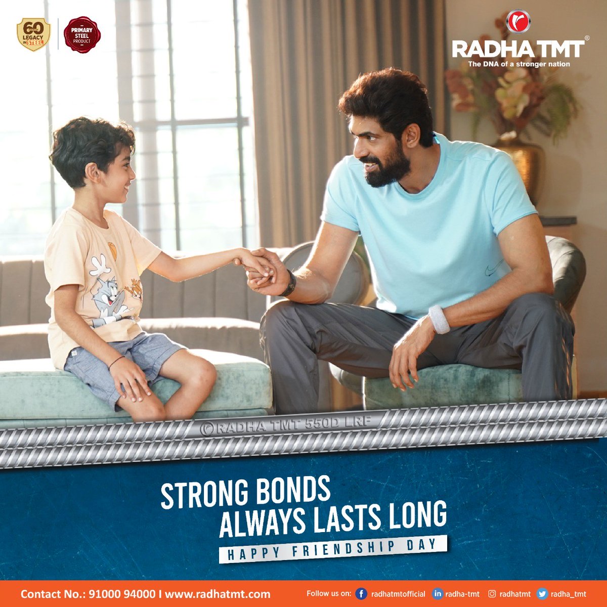 Radha_TMT's tweet photo. The stronger foundation of a father and son relation, lasts longer when you treat each other as friends.
Happy Friendship Day

#radhatmt #radhatmtbars #strongbonds #steel #ranadaggubati #FriendshipDay https://t.co/R4m1j9W9lB