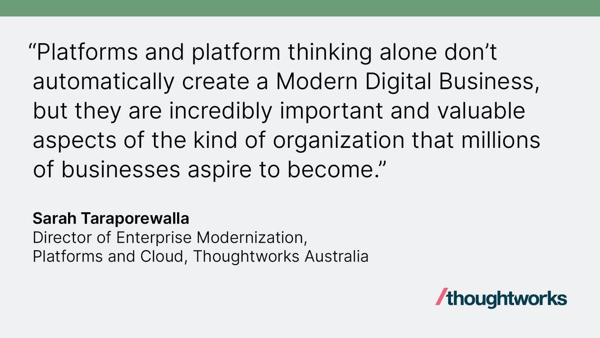 The platform is an enabler, not your prime objective. Take the example of @Redgate, who we helped define their #PlatformThinking a few years back: thght.works/3vE9Rky
