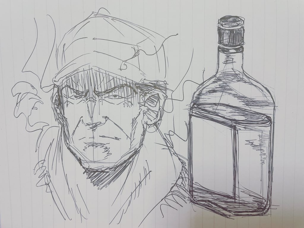 というわけで今飲んでるウォッカと赤犬を描きました。 