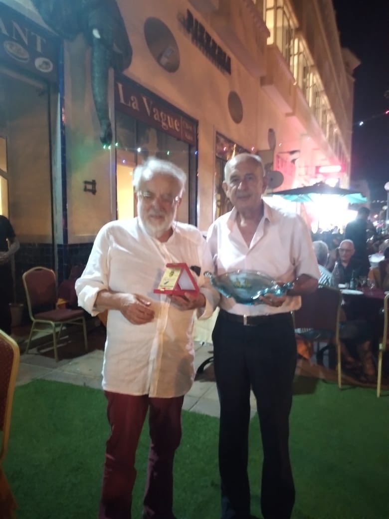 The end of the Carthago Dilecta Est sailing race was celebrated in Yasmine Hammamet. Mauro Ugazio - Circolo Velico Ventotene - with Commandant Ezzedine Kacem, President of the Tunisian Maritime Cluster, and Chaabane Mansour, already Commandant of the Touristic Port of Monastir