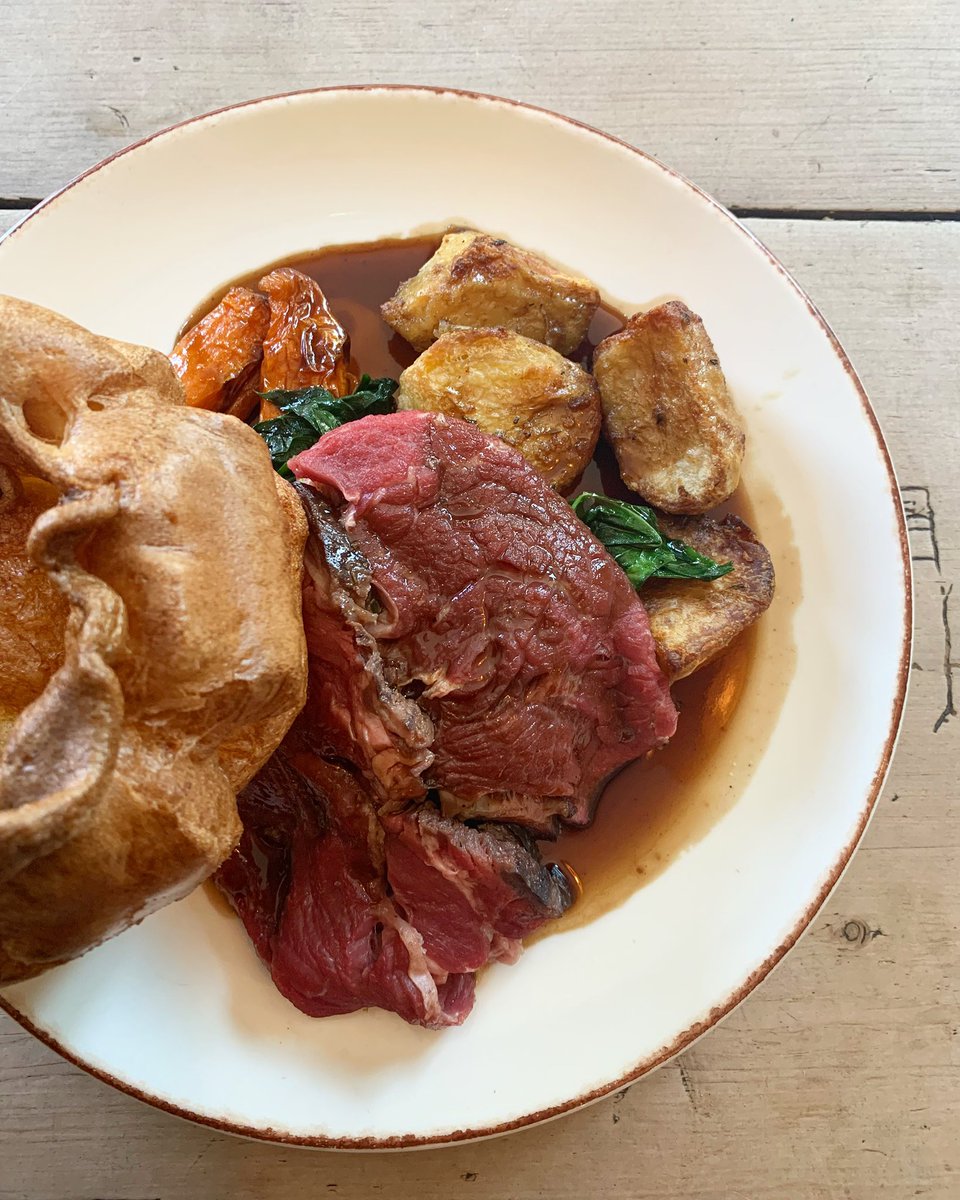 Our Sunday Roast Beef.
It’s beef ribeye and we age it in our special dry Ager for 5 days.
We think this intensifies the right amount of flavour of the beef for a Sunday roast. 
It’s really really good.