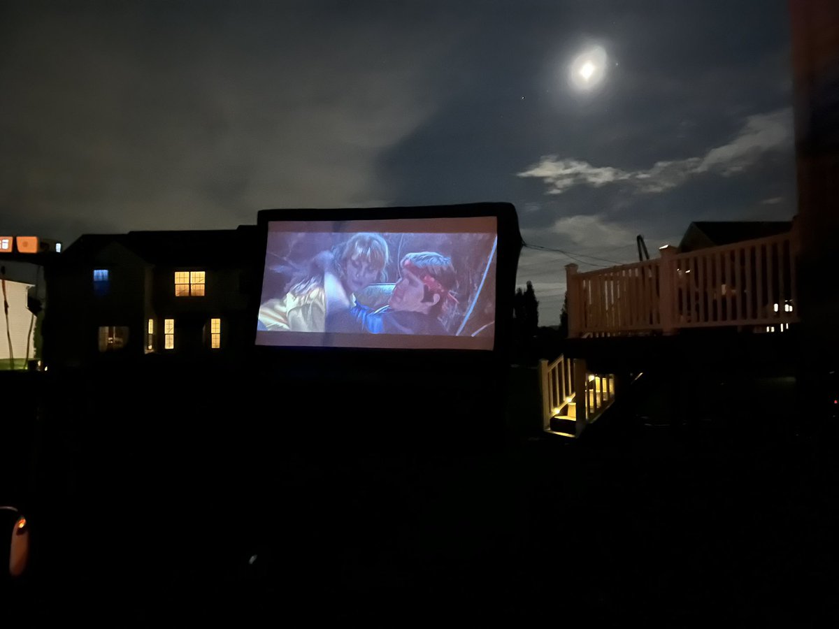 ESUjeff's tweet photo. My daughter did her best @therealjoebob as she hosted her monthly backyard-drive in. She had her cousins run the concession stand too.

I don’t think she sees too much of the movies because she’s too busy interacting with her guests. #MutantFam https://t.co/ITlX6LtDGA