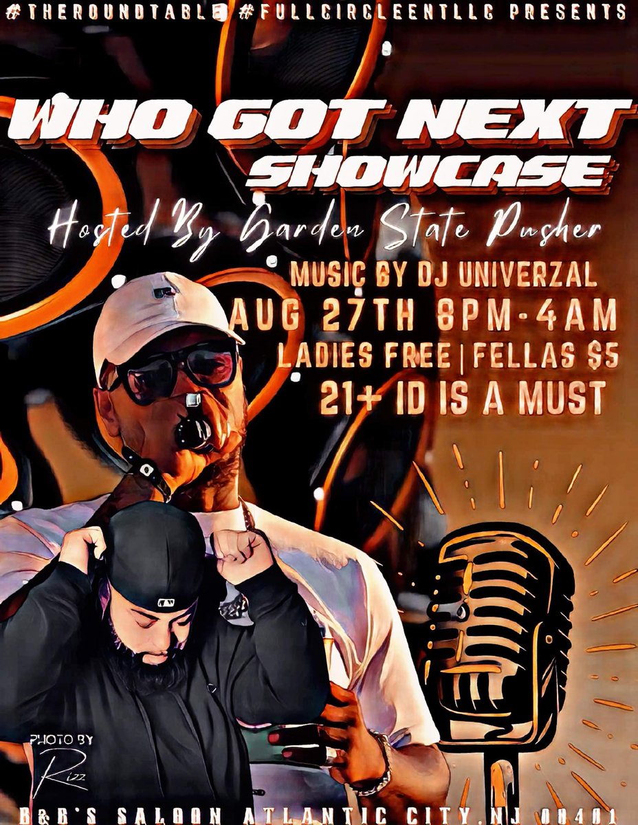 acgsp62's tweet photo. @9thWard_Tys #WhoGotNextShowcase
#GardenStatePusher ๐คI'm Looking for dope artist to perform at my next showcase
Sat AUG 27th 2022.
8:00pm to 4am.
At B&Bs saloon
#HitMeAsAp
$25 for 3 songs
Must bring 3 to 5 supporters.
Payment made at door night of event..
Music by Francisco Nunez https://t.co/8RYnGNmOcI