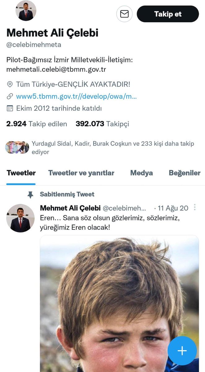 #BerkinElvan'la ilgili tweetini silip #ErenBülbül tweetini sabitlemiş. 
Öldürülmüş çocukları siyasete alet edecek kadar küçülmüş. 
Bu çukurluğa sözüm şu; Eren de bizim, Berkin de.. Ama sen kimsesizsin Mehmet Ali!
#OyumuGeriVerÇelebi