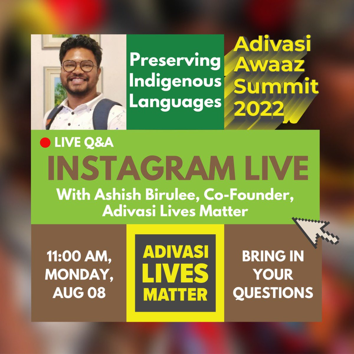 👉To promote, preserve and create awareness of Indigenous Languages is critical to preserving our culture.

This #indigenouspeoplesday, join us for a super interesting Instagram live to be a part of the conversation with @adivasilivesmatter.

instagram.com/p/Cg9Z5losLKz/…