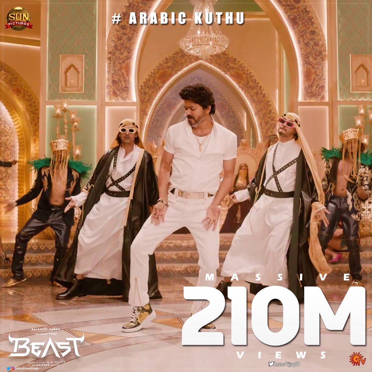 ThalapathyVFP's tweet photo. 210 Million+ views for #ArabicKuthu 💥 #Beast #Varisu @actorvijay https://t.co/7IEAmZkYup