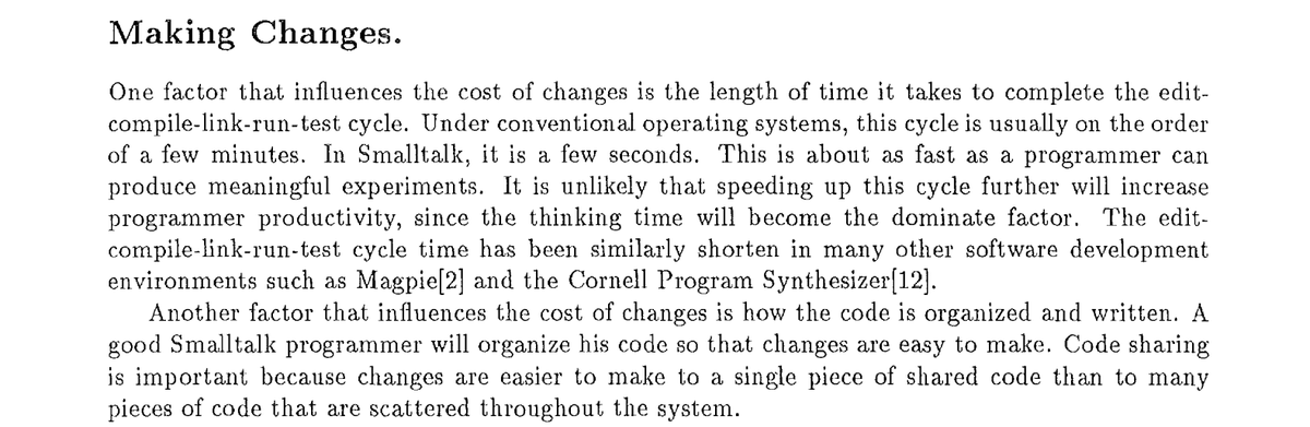 The Smalltalk community getting the software development process right in 1988. Meanwhile, many in industry and government are still *committed* to getting it wrong today. :(