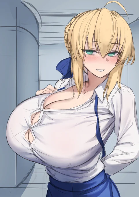爆盛りセイバーお姉ちゃんに色々見せつけられる絵のラフ。
FANBOX用の絵になります。 