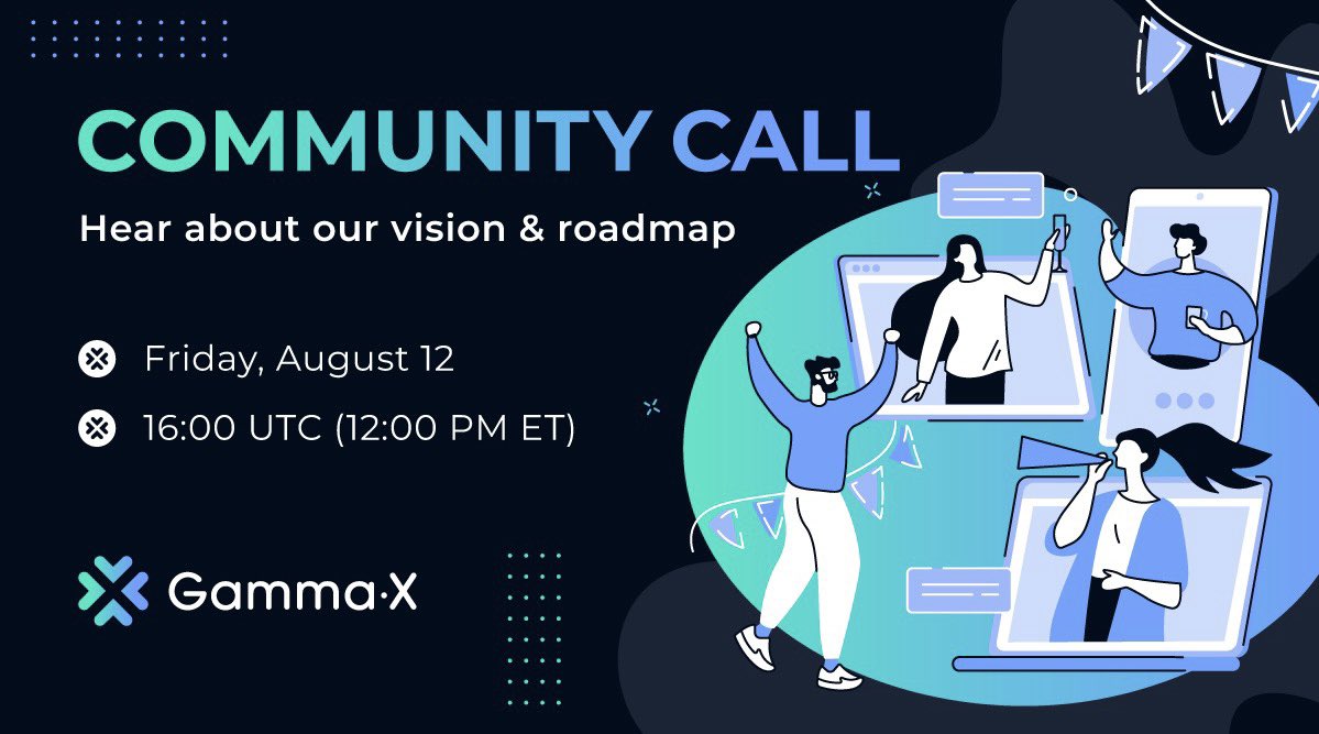 SirfegaEvm's tweet photo. 📣 GammaX Community Call 📣
 
🔊 Please join us for our very first Community Call to learn more about our:
 
- Vision
- Roadmap
- Future Plans
 
📆 Fri, August 12, 16:00 UTC
 
✅ Mark the event in your calendar and check into the event via Discord 👇👇
https://t.co/HJyU5GiBLm https://t.co/cFJzzUhMo8