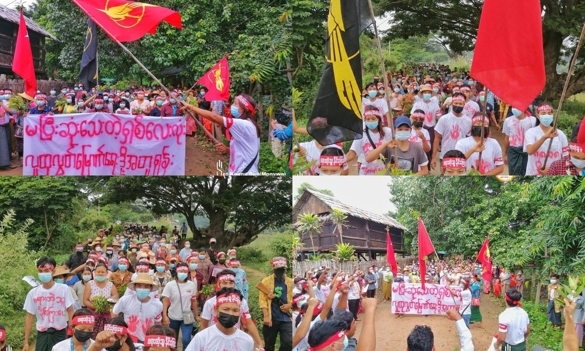 Anti-coup revolutionary strike in Sagaing's Monywa township, Amyint area.  #2022Aug7Coup #ASEAN_EngageWithNUG #WhatsHappeningInMyanmar