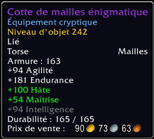 PechWow's tweet image. Regardez l’objet que je viens de recevoir : [Cotte de mailles énigmatique] #Warcraft