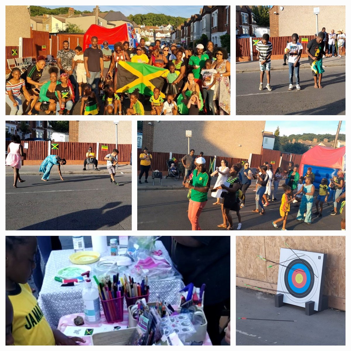 Yesterday residents blocked traffic off #HytheRoad #CR7 to have our 1st #PlayStreet party in celebration of #JamaicanIndependenceDay2022 🇯🇲 From jewellery making to archery, bouncy castle, quizz, raffle, dancing competitions & more, everyone had such a blast on their doorsteps!💥