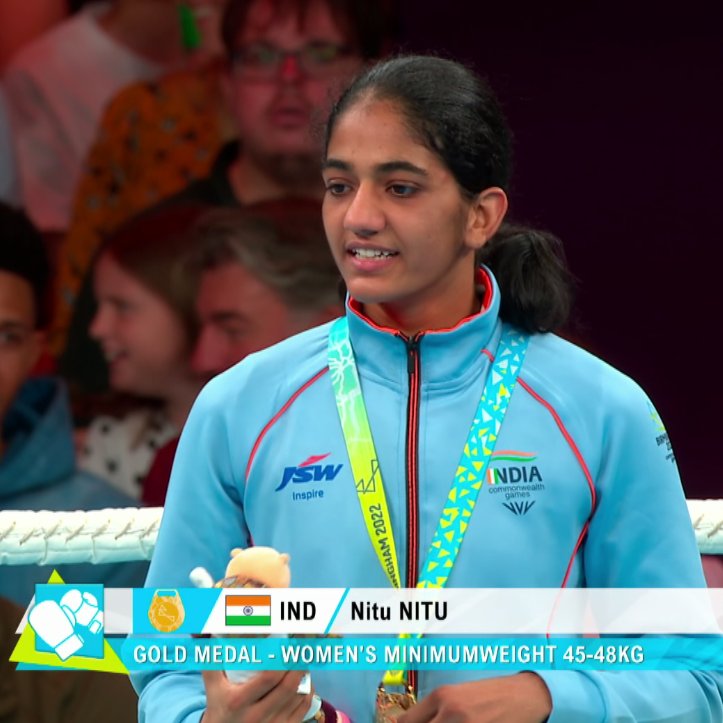ddsportschannel's tweet photo. Youth World Champion is now a Commonwealth Games Champion🇮🇳 Nitu Ghanghas🥇🥊 

#CWG2022 #TeamIndia https://t.co/u1TvIDE8UD