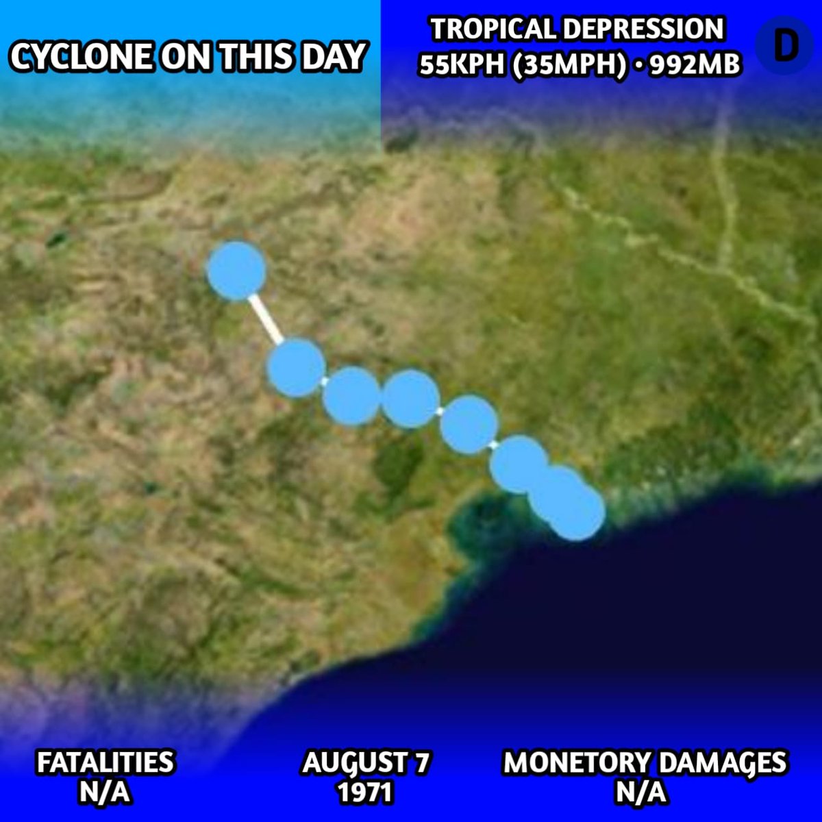 CycloneAnalyser's tweet photo. #COTD
On This Day Tropical Depression 05B made landfall over #Contai in #WestBengal with gale force winds peaking 75 kph over #Sandheads of the state and extremely heavy rain peaking 220 mm in #Chandbali in #Odisha. It caused some minor #flooding in East #India due to heavy rain. https://t.co/3BYJKjBAyA