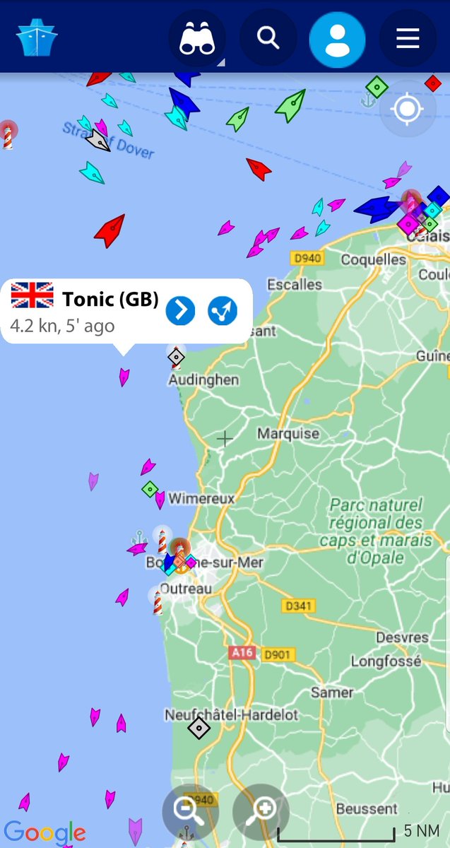 EliteSailing's tweet photo. Having departed Chatham Marina (Elite Sailing's home base) early yesterday and overnighted at Calais, Tonic is now heading south towards Dieppe on leg 1 of Round Britain 3 2022. 

#TonicOfRochester 
#SailingRoundBritain 
#AdventureSailing https://t.co/6QXGqrWLhp