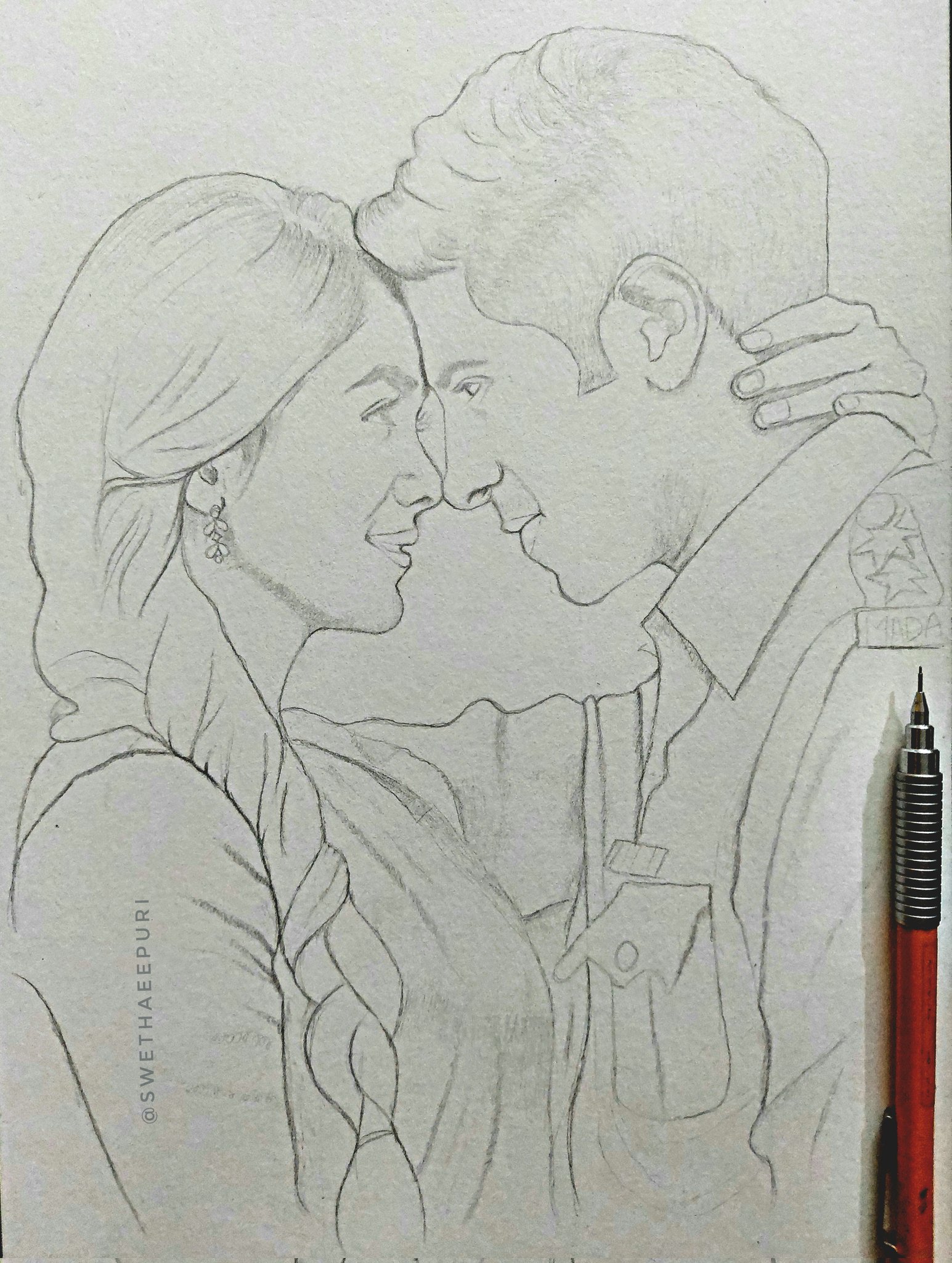 ArtStation Sita Ramam Pencil Sketch 2022 Dulquer Salmaan
