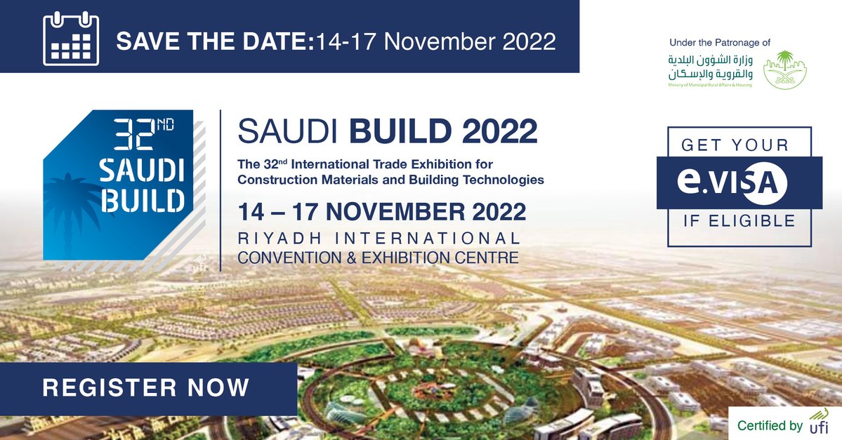 Saudi_Build's tweet photo. Don’t miss this exciting opportunity to attend a mega event for the Saudi #construction industry. #SaudiBuild 2022 will take place from November 14-17 in #Riyadh
Register to Visit
https://t.co/GRlRJnYd07
#SaudiArabia #SaudiProject
#BuildIndustry https://t.co/kYf4ZNjPxz
