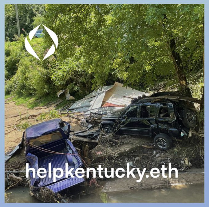 helpSyria2017's tweet photo. Top story: #Help_For @sadaf_eth: 'our charity fundraiser for kentucky’s flood relief is officially LIVE!
powered by the #ens community
go donate now!! 👇👇
HelpKentucky.eth ' https://t.co/lZN3AutysY, see more https://t.co/o63a6WhTE2