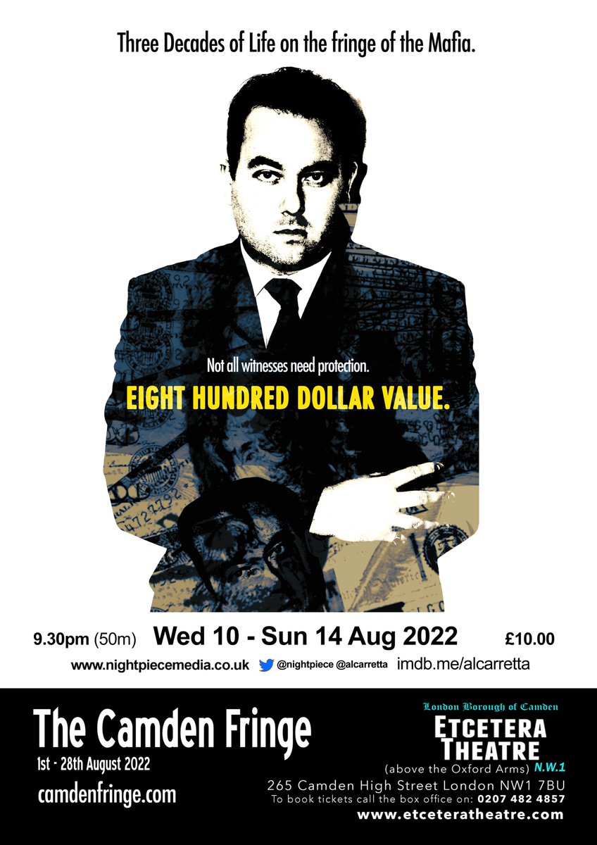 In prep for #edfringe2022 I have 5 performances of my #mafia crime drama in <a href="/CamdenFringe/">Camden Fringe</a> at <a href="/EtceteraTheatre/">Etcetera Theatre</a> starting this Wednesday 10 Aug!