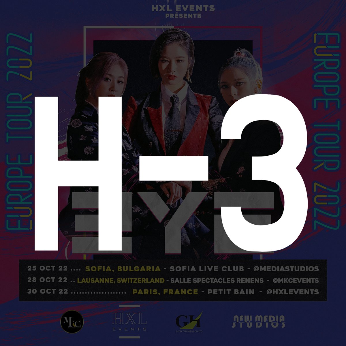 HXLEvents's tweet photo. Il ne reste plus que 3 heures avant l'ouverture de la billetterie pour le concert de @3ye_official à Paris!

Ouverture officielle à 16h00!

Lien de la billetterie : https://t.co/9vsYHSvC1h

#kpop #3ye #europetour https://t.co/FYxCKhvwa0