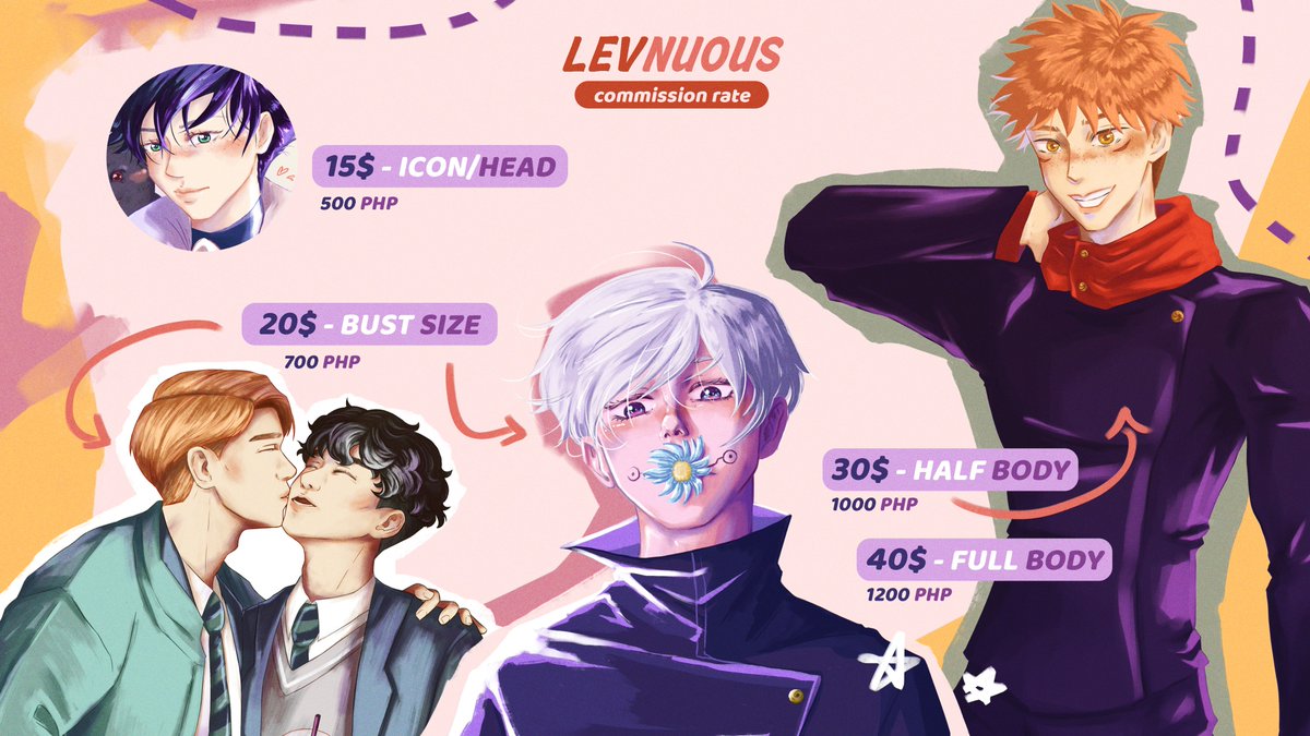 LevnArchive's tweet photo. Hi I'm Lev &amp; I'm opening Comms!💜✨

I'm in need of funds for my final year in College! Please help a student in need 🫶 For questions and inquiries, DM me! 💓💌

Check my works here: https://t.co/4HrawmR8C0

#commissionopen #commissions #commissionart #artph #artcommissions https://t.co/TsRhtPfwR3