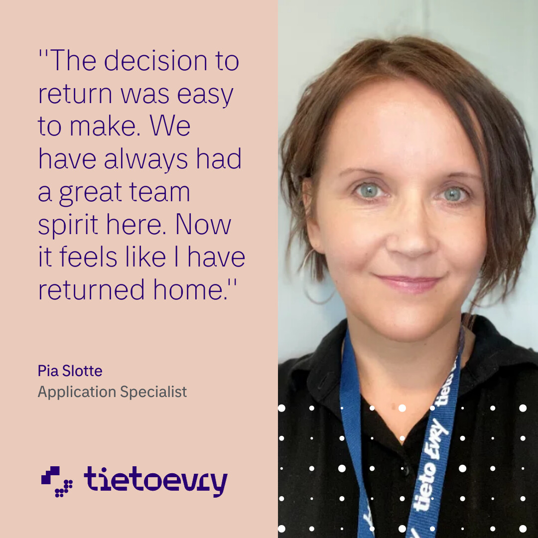 Tietoevry's tweet photo. Boss I’m Back! 🔙 Pia Slotte made a decision to return to Tietoevry earlier this year. Happy to have you back, Pia! 🤗
Read more #BossImBack-stories here ⤵️
https://t.co/DMqUJrkp6h**** https://t.co/hLnPzYJyAi