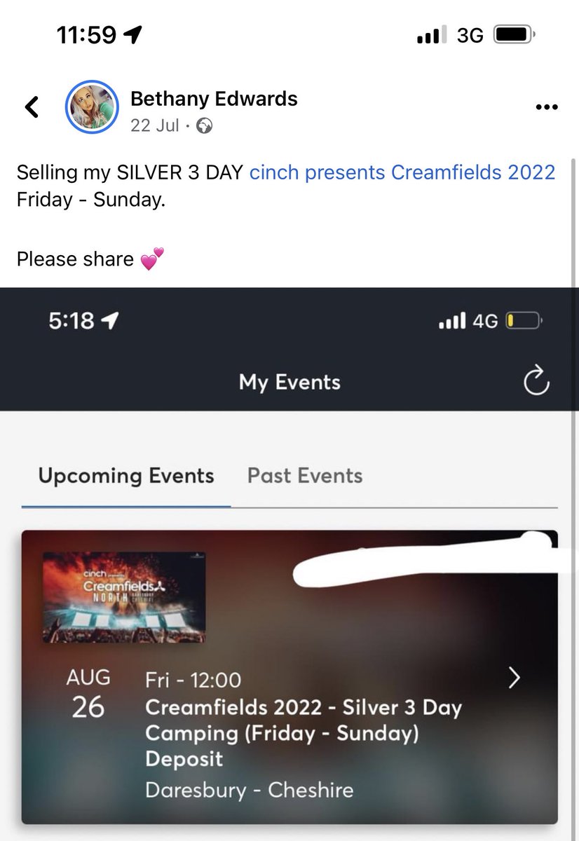 Bethanyedxx's tweet photo. Selling my SILVER 3 DAY creamfields 2022 ticket. Friday - Sunday. 

Open to offers - paid £314 for it. 
Need gone asap ❌‼️

#creamfields2022 #creamfieldstickets #creamfieldsticket #ticketsforsale https://t.co/xEkofsQnTn