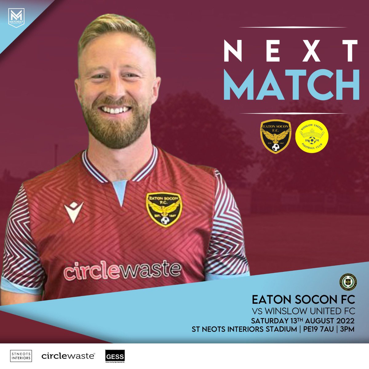 Next Saturday we entertain <a href="/WinslowUtdFC/">Winslow Utd FC</a> in our first <a href="/SpartanSMFL/">Spartan South Midlands</a> Div 1 home fixture at 3pm Please come down to the St Neots Interiors Stadium and get behind the lads! @SSML2022 <a href="/SSMLFixtures/">Karen Browne</a> <a href="/blackcatradio/">Black Cat Radio</a> <a href="/NonLeagueCrowd/">Non League Crowds</a> <a href="/squeezefootball/">Squeeze</a> 🍻Bar will be open!