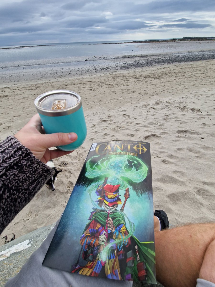 Coffee, #veda and @cantocomic   for hreakfast on the beach this morning! Bliss #comics #beachlife #livingbythesea