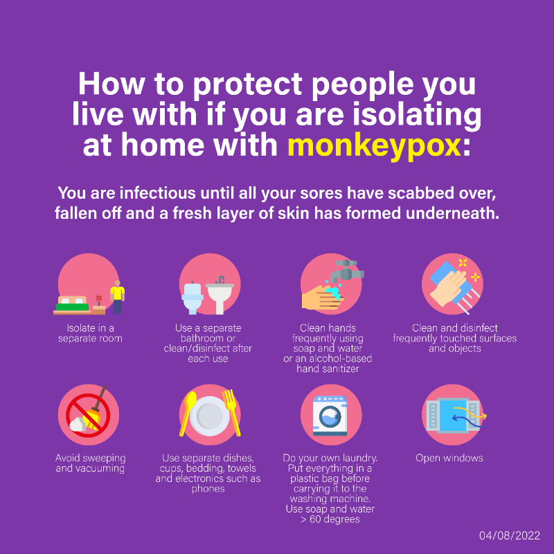 WHO's tweet photo. Here's what you need to know if you are recovering from #monkeypox at home 👇
