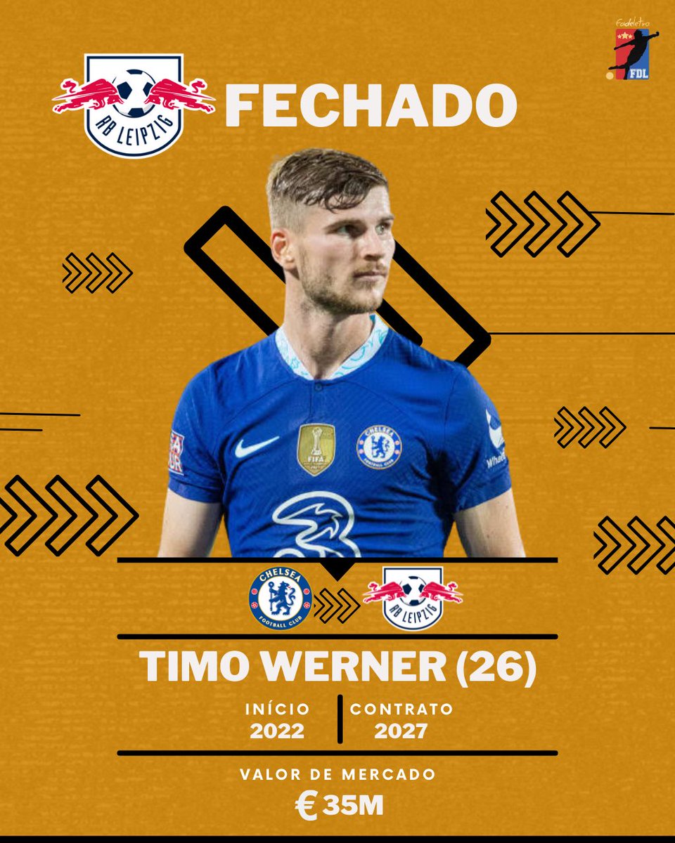 foideletra's tweet photo. 🚨| Werner retornará ao RB Leipzig! O jogador estava acertado com o clube alemão a um mês. Últimos detalhes entre os clubes sendo acertados.

#RBL #leipzig #Chelsea #CFC https://t.co/L7ysJ19UNT