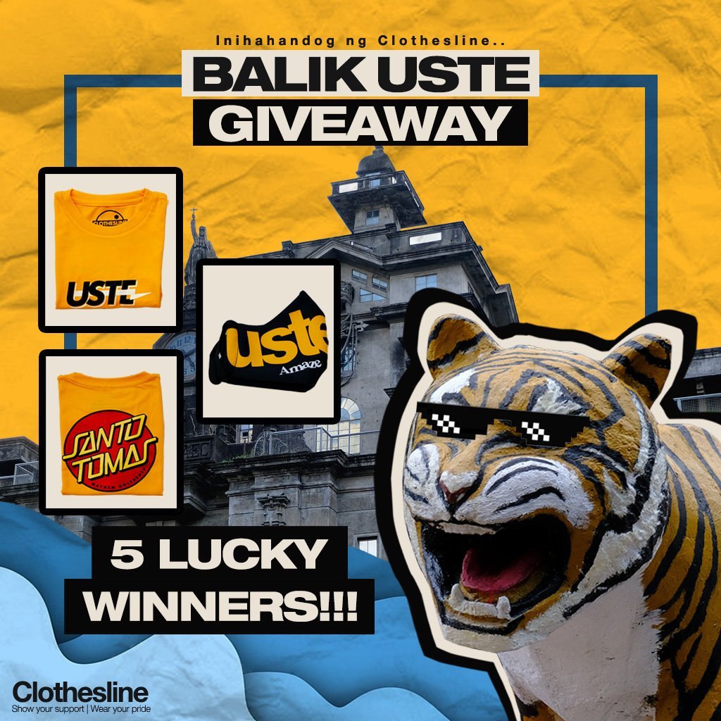 ClotheslineTee's tweet photo. WE'LL BE GIVING AWAY FREE @ClotheslineTee SHIRTS AND MASKS!

Check our FB page now for the easy mechanics! 💛

#ClotheslineShirts
#USTClothesline
#GoUSTe https://t.co/Oa2fNqTID1