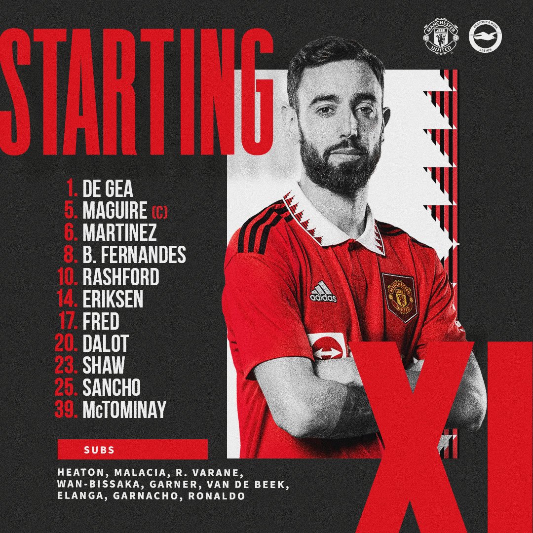 ManUtd's tweet photo. Confirmed: today's United line-up ✔

#MUFC || #MUNBHA