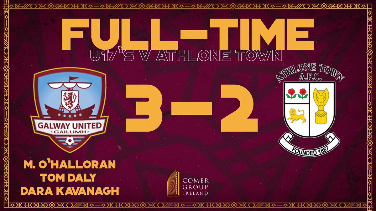 🗣 𝗔𝗖𝗔𝗗𝗘𝗠𝗬 𝗥𝗘𝗦𝗨𝗟𝗧𝗦

🙌 Another great result for the u17’s this weekend. Goals from M. O’Halloran, Daly and Kavanagh were enough to see off Athlone Town by 3 goals to 2. 

#ItsATribalThing