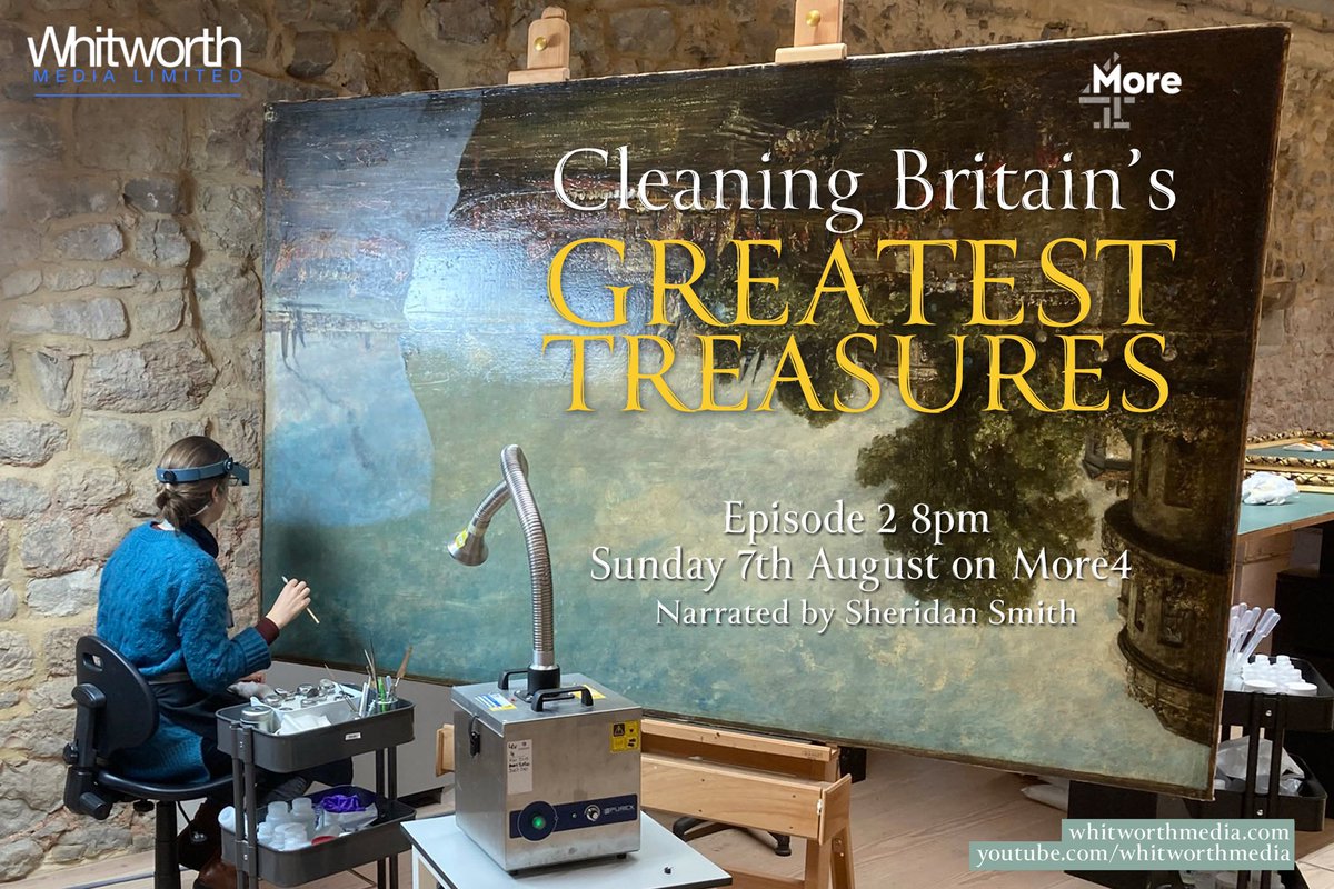 This evening watch as, over 400 hours, the yellow varnish is cleaned away from one of Constable’s amazing six footer landscapes. Will it’s mystery be solved? 8pm #More4 <a href="/nationaltrust/">National Trust</a> <a href="/NtKnole/">KnoleNT</a> #cleaningbritainsgreatesttreasures