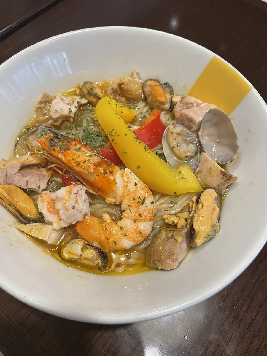 いたぜよ！

冷製パエリアラーメン🍜
 <a href="/MANNISH0307/">塩生姜らー麺専門店MANNISH@淡路町本店</a> 
美味しい！をありがとう！

#MANNISH0307 #塩生姜らー麺 #やまとに会える最近嬉しい