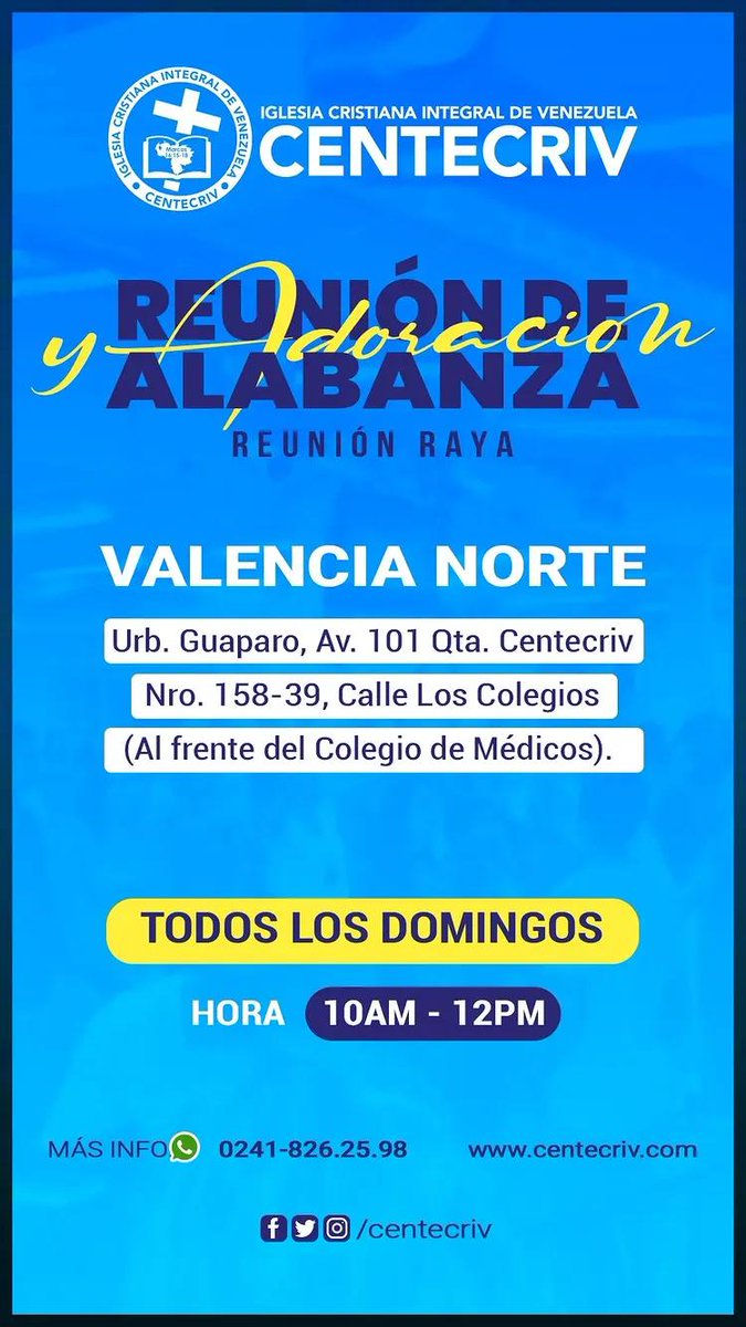 centecriv's tweet photo. ¡#FelizDomingoParaTodos! 

Los esperamos hoy en nuestras reuniones de alabanza y adoración para compartir un tiempo especial con nuestro Padre Dios.

¡Dios les bendiga! https://t.co/KZlIrGUTcl