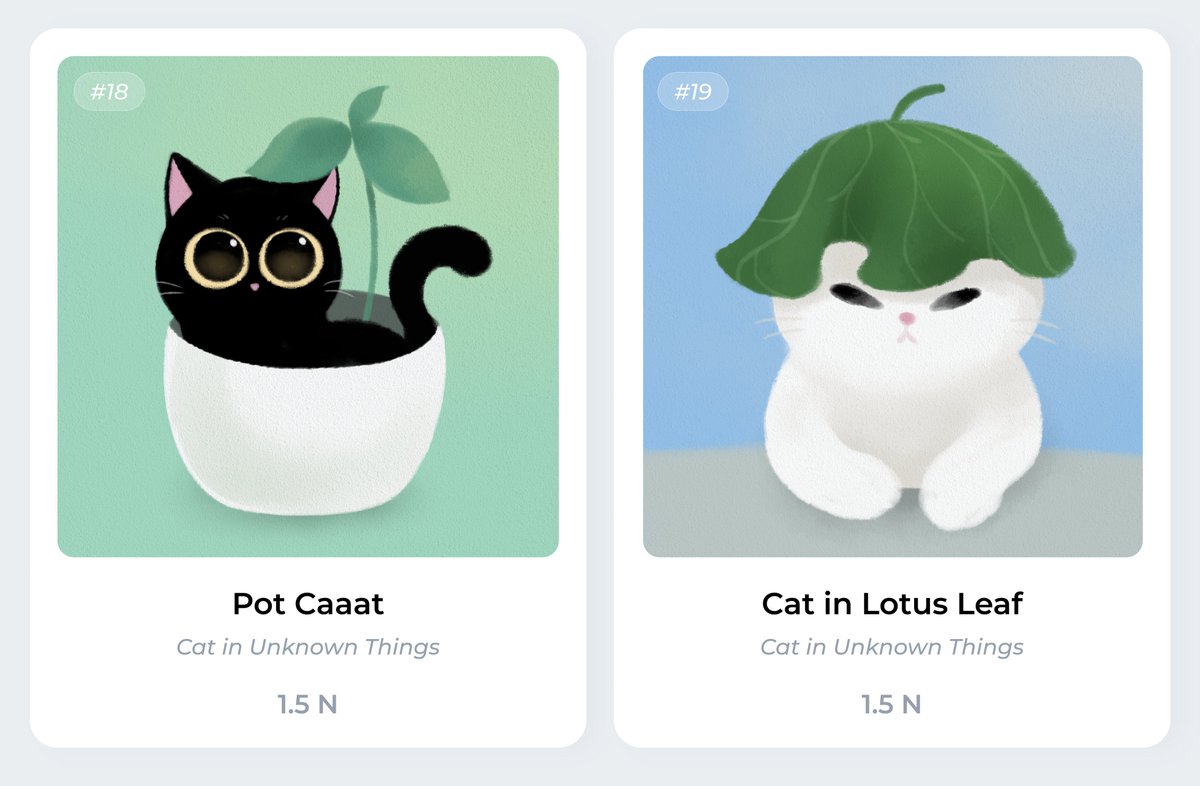 ✨New Weird Cat Drop!
🐱Cat in Unknown Things #18-19
Available on <a href="/ParasHQ/">Paras 🟩🟧</a>
 
🤍1.5N / 1 Edt.

Check them out!
🪴paras.id/token/x.paras.…
🥬paras.id/token/x.paras.…

#NFT #NFTCommunity #NFTTHAILAND #PARASnft  #paras #nearNFTs
