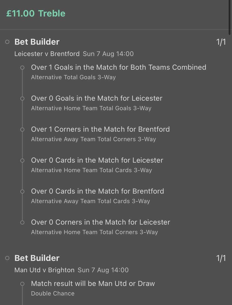 TopCornerTips_'s tweet image. 7/1 Premier League Bet Builder Treble ⚽️