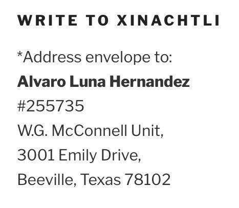 #FreeXinachtli #FreeAlvaroLunaHernandez @POTUS @VP @UN @ACLU @amnesty #CompassionateRelease #MedicalPardon #ReleaseOurElders