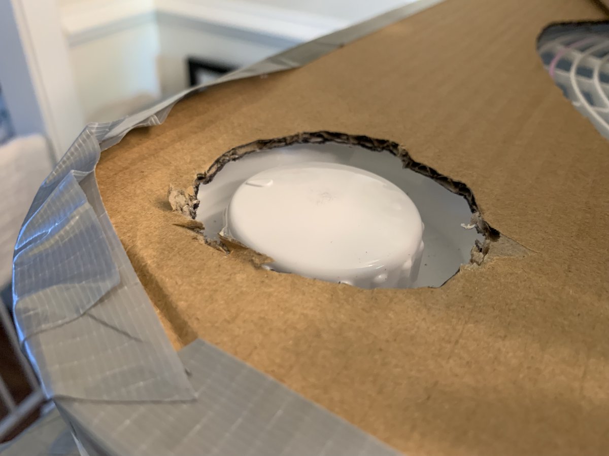 We built 2 #corsirosenthalbox with Tex-Air filters, hurricane 20” but <a href="/theduckbrand/">Duck Brand</a> (regular strength) is coming up all over the boxes. What should we do? Add extra-strength on top? Different brand? Is the box compromised? <a href="/CorsIAQ/">Richard Corsi, PhD, PE (Texas)</a> <a href="/JimRosenthal4/">Jim Rosenthal</a>  #CorsiRosenthal <a href="/CleanAirCrewOrg/">#CleanAirCrew</a>