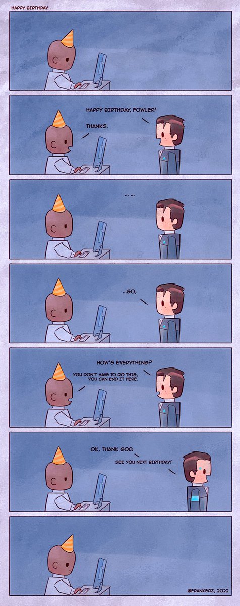 Frank3dz's tweet photo. It's Fowler's Birthday!
(#DetroitBecomeHuman #DBH #JeffreyFowler #Connor #RK800 #Comic) https://t.co/HDyi7mWhl3