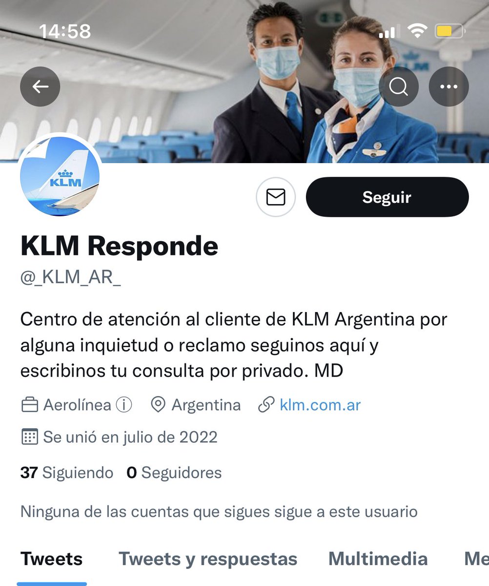sole_elos's tweet photo. Ojo con esta cuenta es estafa! Pone los links de cuenta oficial, @KLM_AR denuncien! Ya que estafan en su nombre https://t.co/WiiRHeutWR