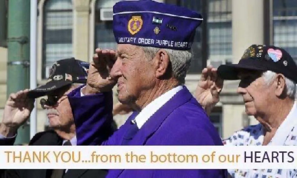 A salute to all recipients of a Purple Heart. 💜 Thank YOU from the bottom of our hearts. 💙❤️ #PurpleHeartDay