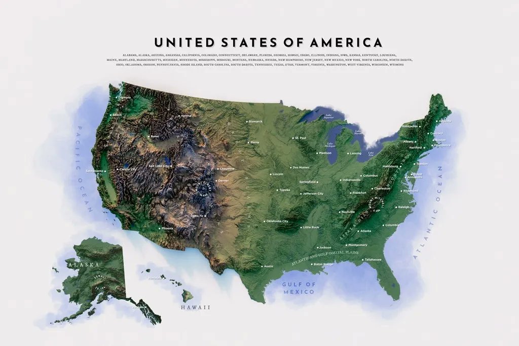 Simon Kuestenmacher on Twitter "A lovely elevation map of the US