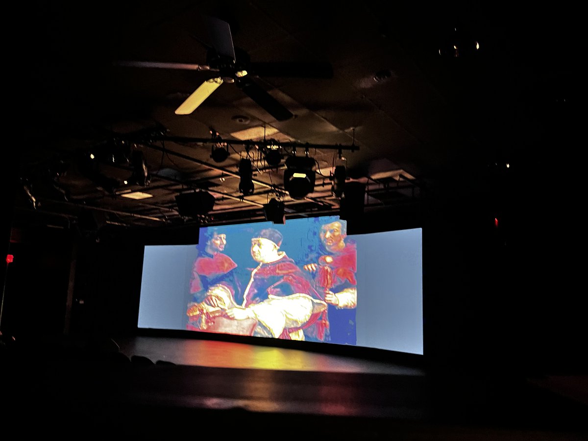 LennyMink's tweet photo. Great opening here at the Playhouse! The renaissance is back to Westport in more ways than one :-) Here's a peek at the view of the video wall on stage, from our new audio booth. Use promo code 'FOX2" for Half-Off Tickets to "Discover DaVinci" https://t.co/V0JwK1PaQw https://t.co/diRuQAN4zN