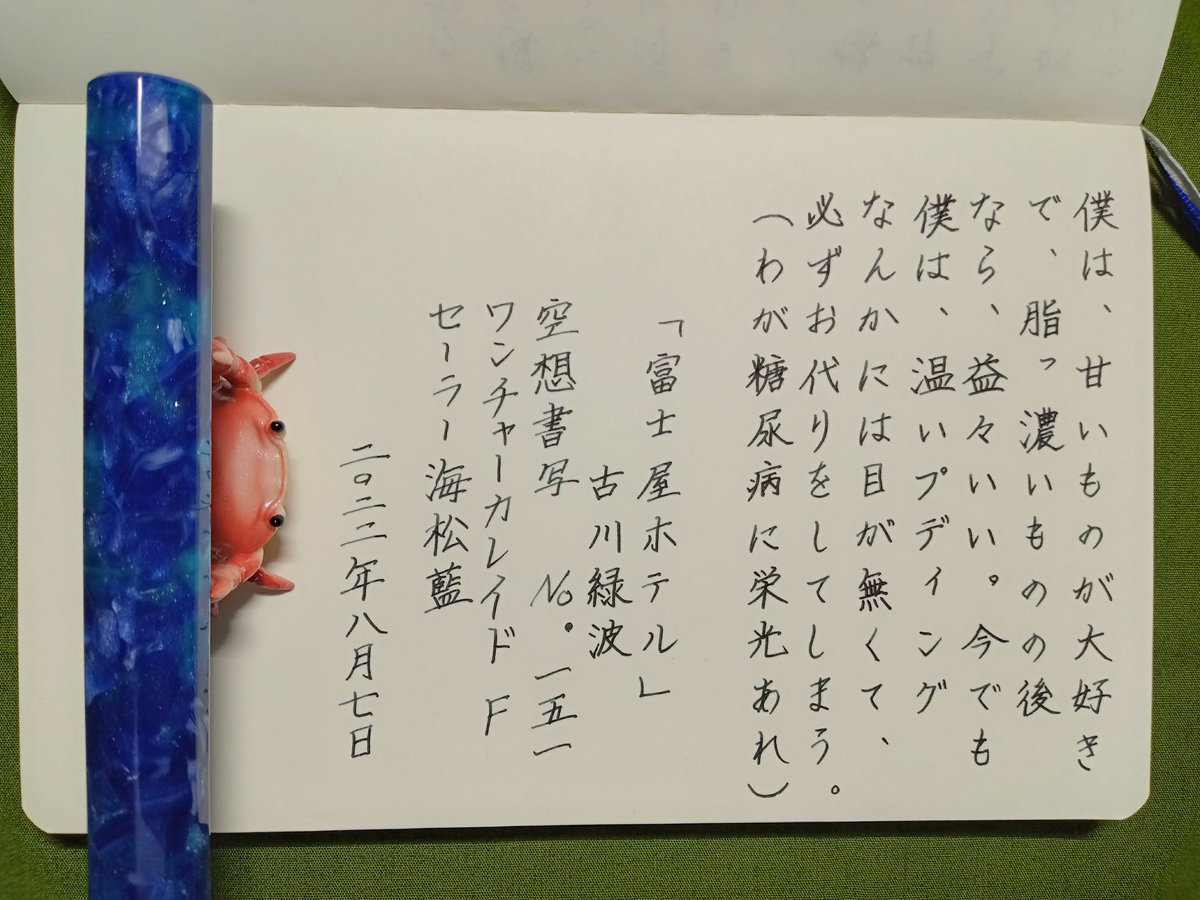raika_438's tweet photo. お題ありがとうございます。
#旅する書写
#悠々書写
#書写のつぶやき 
#空想書写
#万年筆
#インク沼
#Asvine
#パイロット
#セーラー万年筆
#ワンチャー https://t.co/TovQRuIy5k
